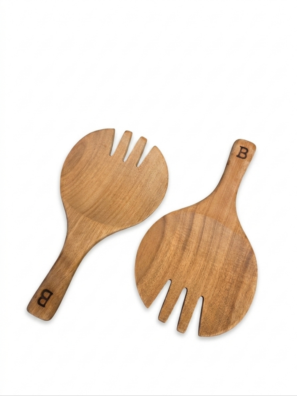 Beautiful by Drew Barrymore Acacia Wood Salad Serving Hands Tossers Set of 2